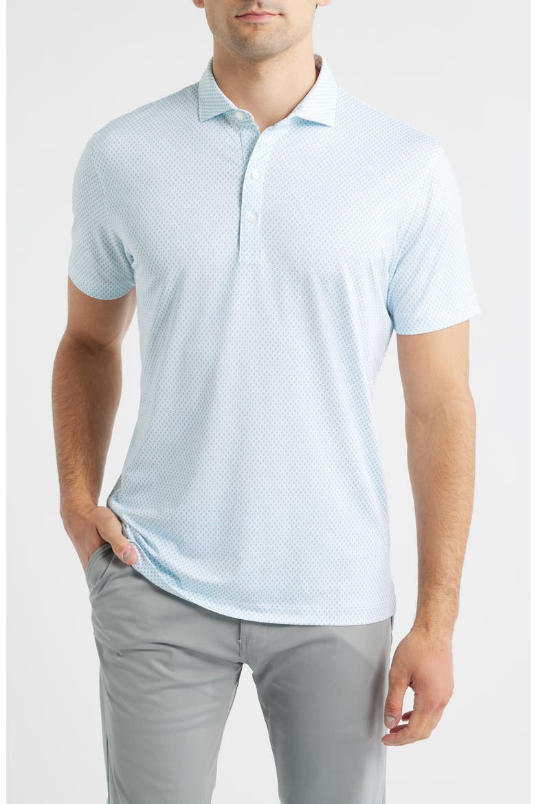 Connors Geo Print Performance Jersey Polo, Main, color, WHITE