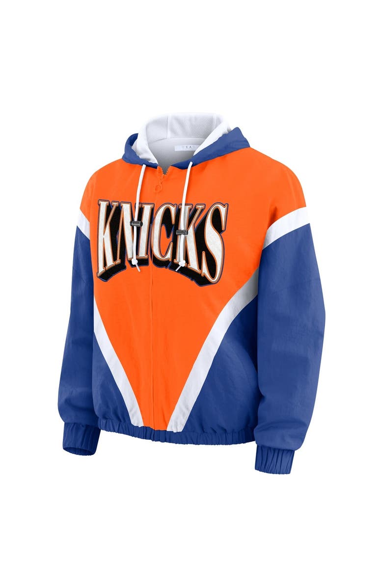 WEAR by Erin Andrews Women's WEAR by Erin Andrews  Orange/Royal New York Knicks Colorblock Full-Zip Hoodie Windbreaker Jacket, Alternate, color, Orange