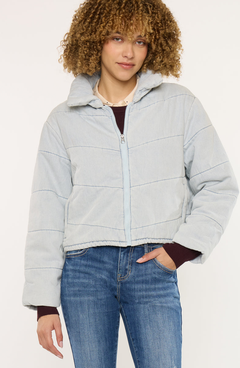 KanCan Luciana Denim Puffer Jacket, Main, color, Light Wash