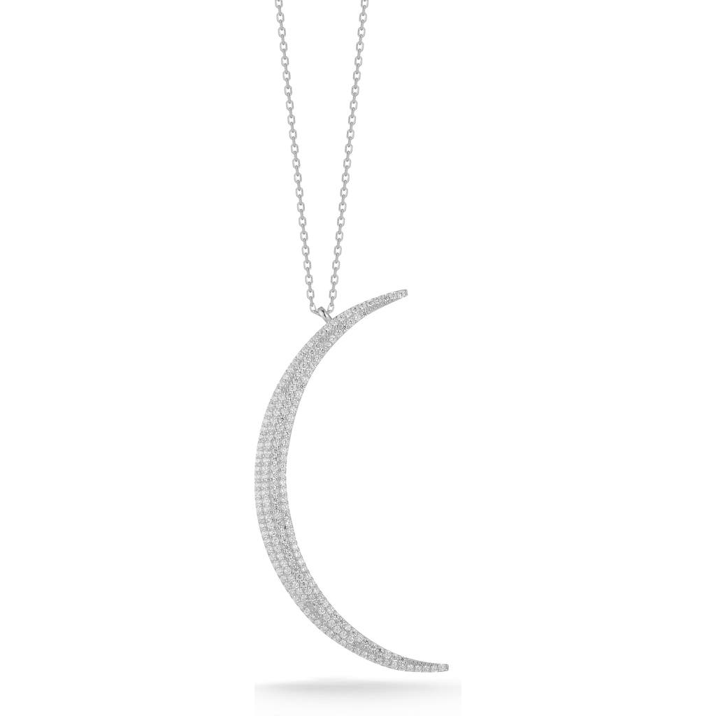 Sphera Milano Crystal Crescent Moon Pendant Necklace In Silver