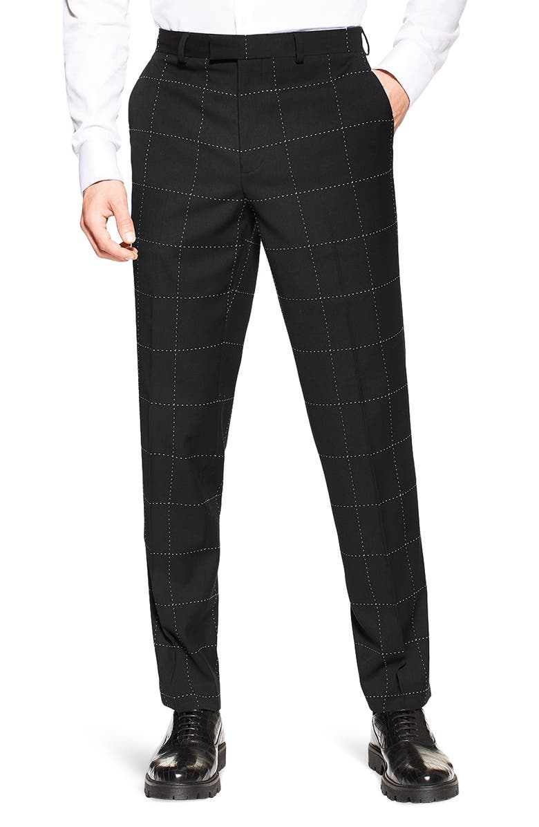 Topman Slim Fit Topstitched Suit Trousers, Main, color, 