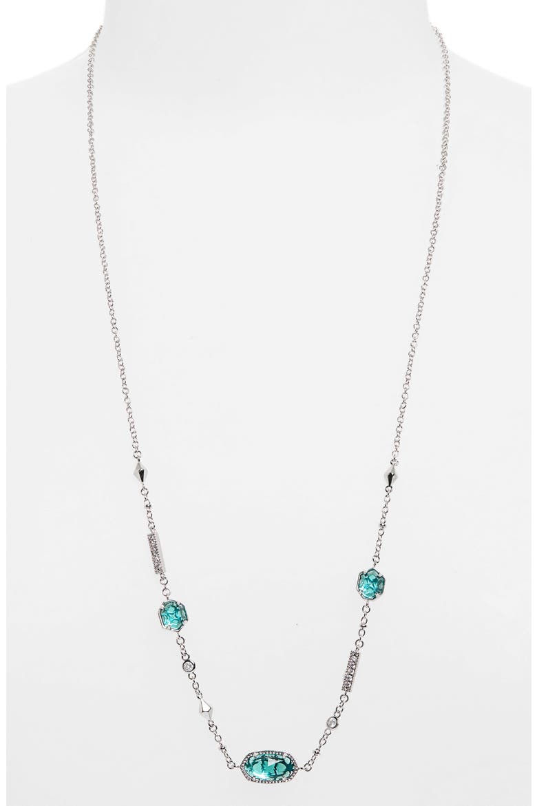 Maddie Long Station Necklace, Main, color, RHOD/ LONDON BLUE ILLUSION