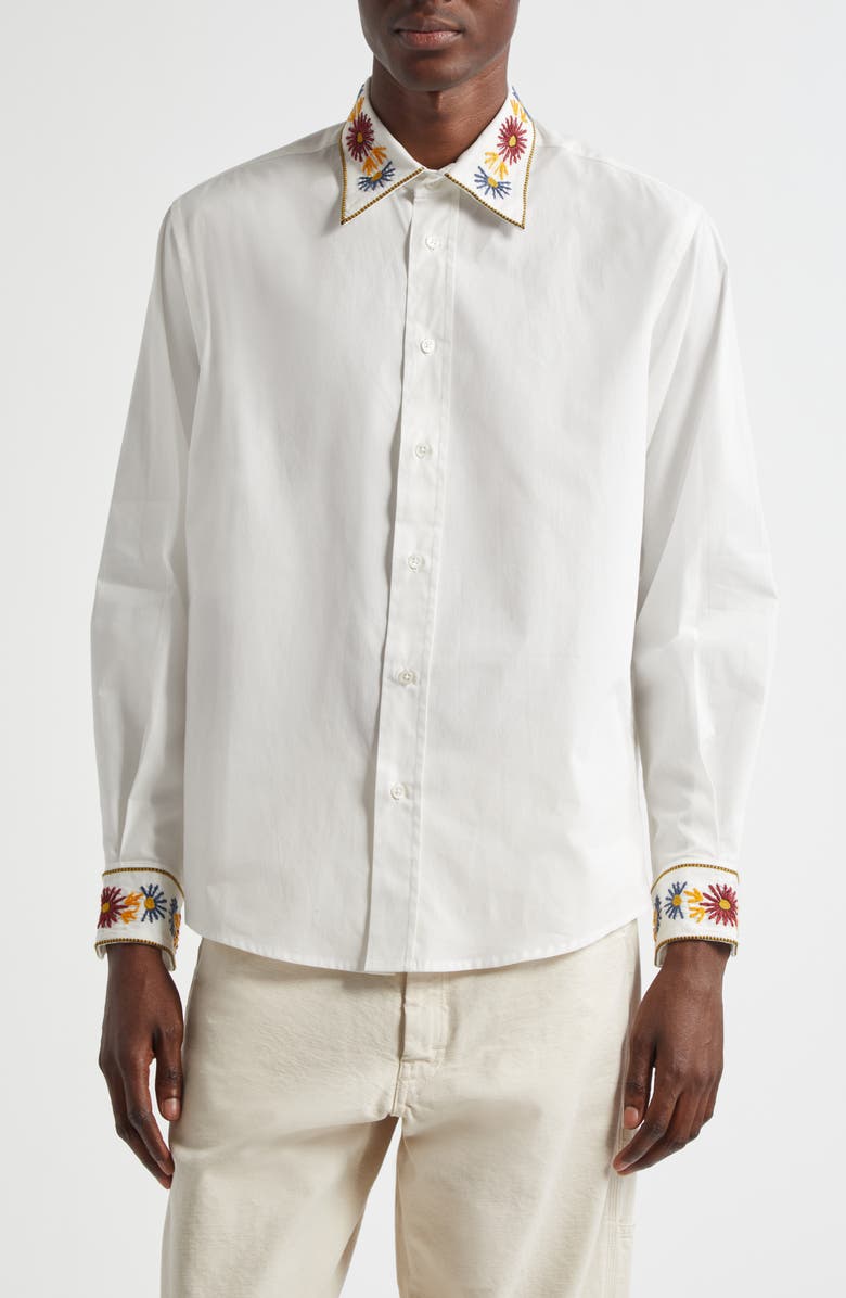 Bode Candyfloss Cotton Button-Up Shirt, Main, color, White Multi