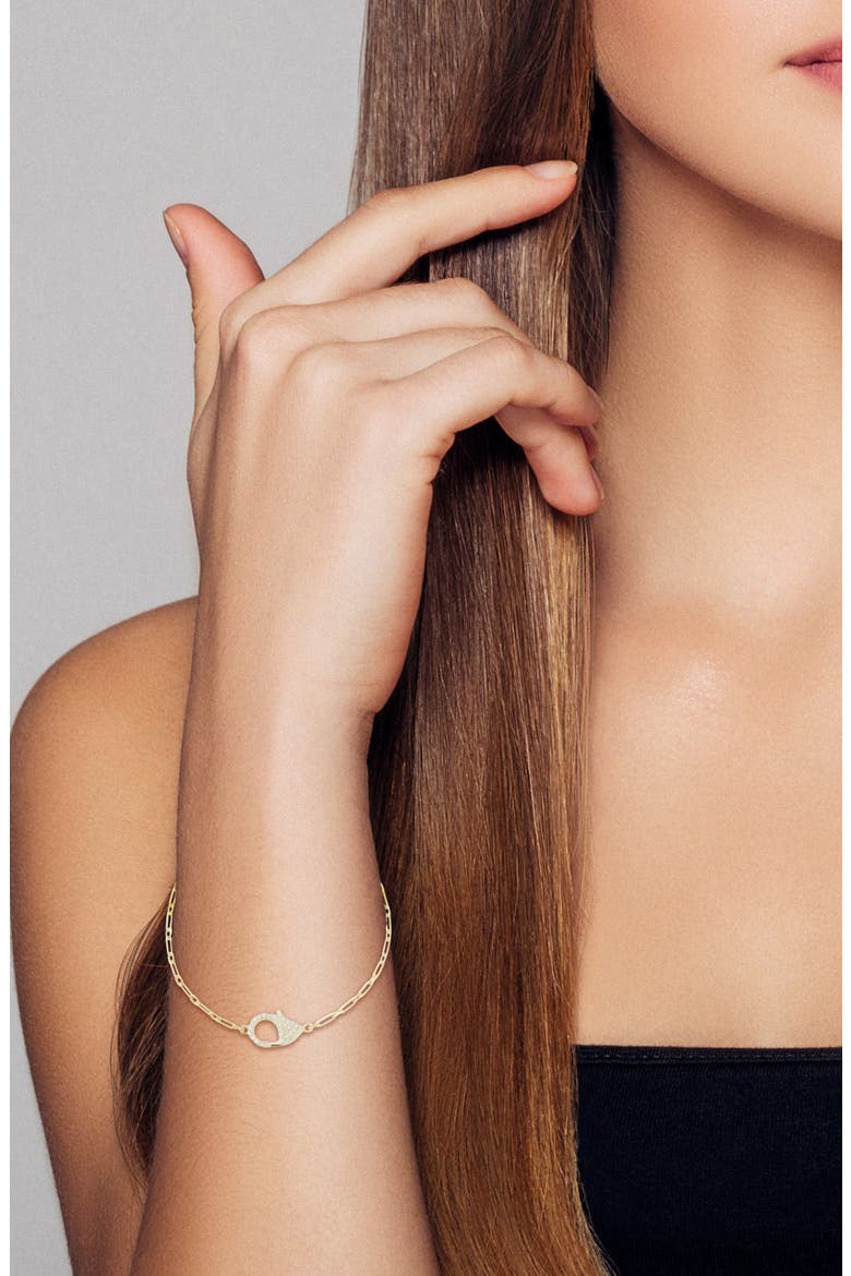 Pavé Cubic Zirconia Clasp Chain Bracelet, Alternate, color, GOLD