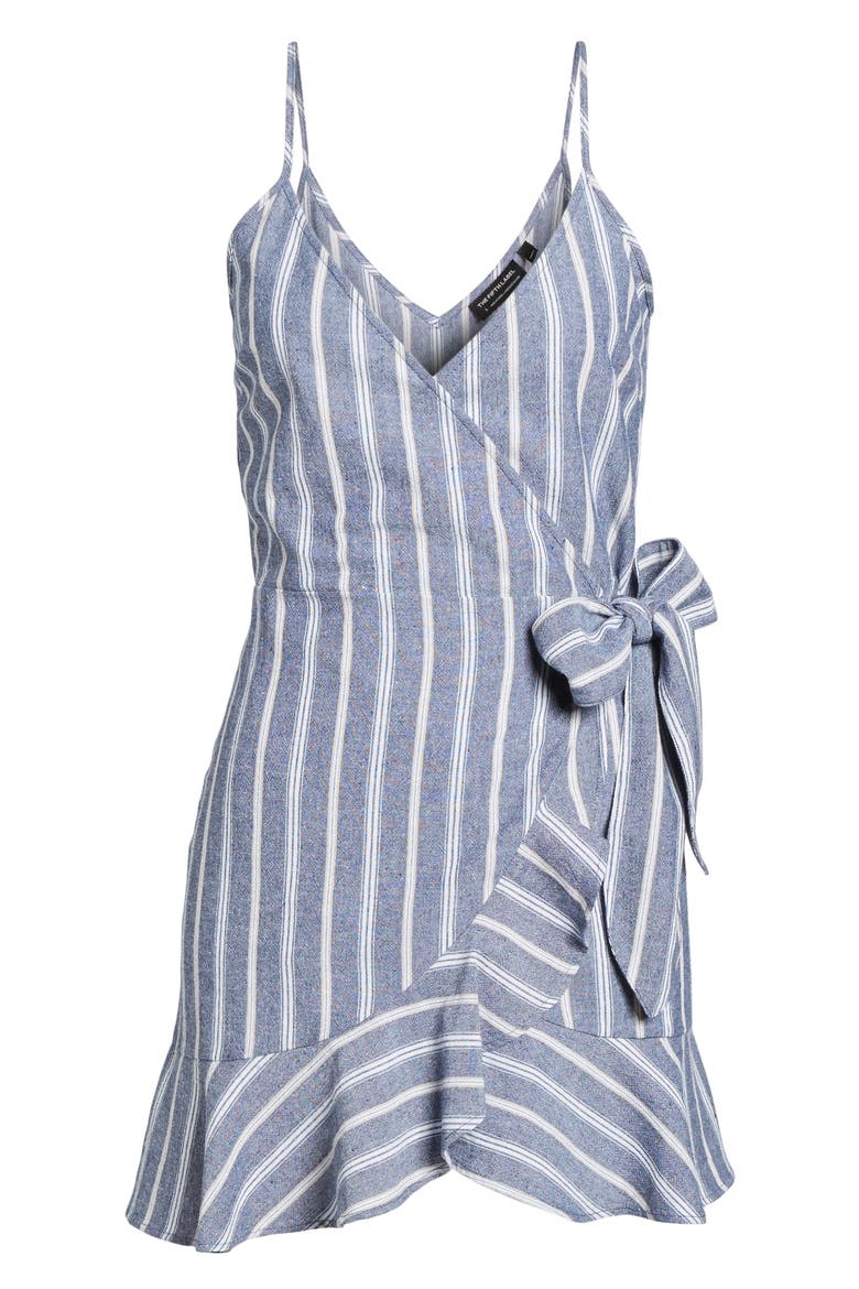 Voyage Stripe Wrap Dress, Alternate, color, NAVY/ WHITE