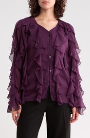AREA STARS Flyn Ruffle Button-Up Shirt