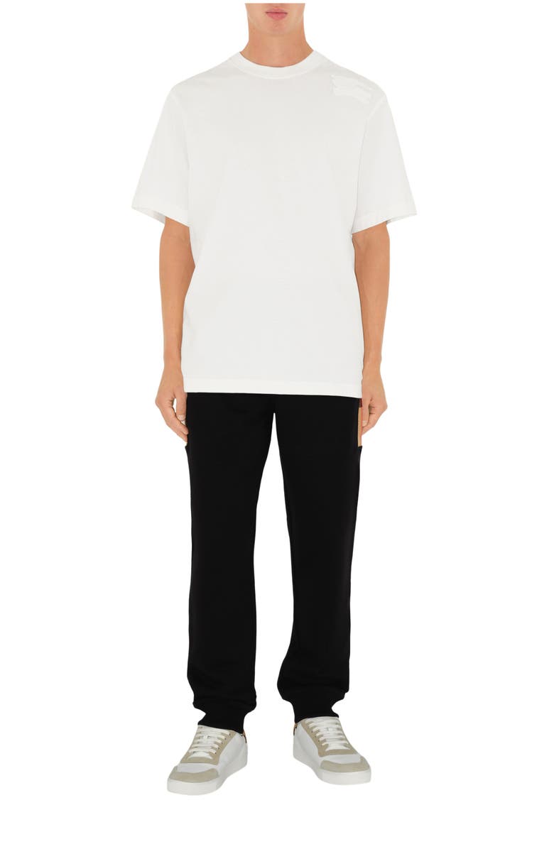 Burberry Check Panel Cotton Jogging Pants, Main, color, Black/Archive Beige