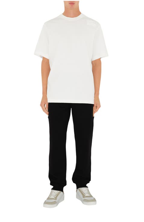 Check Panel Cotton Jogging Pants