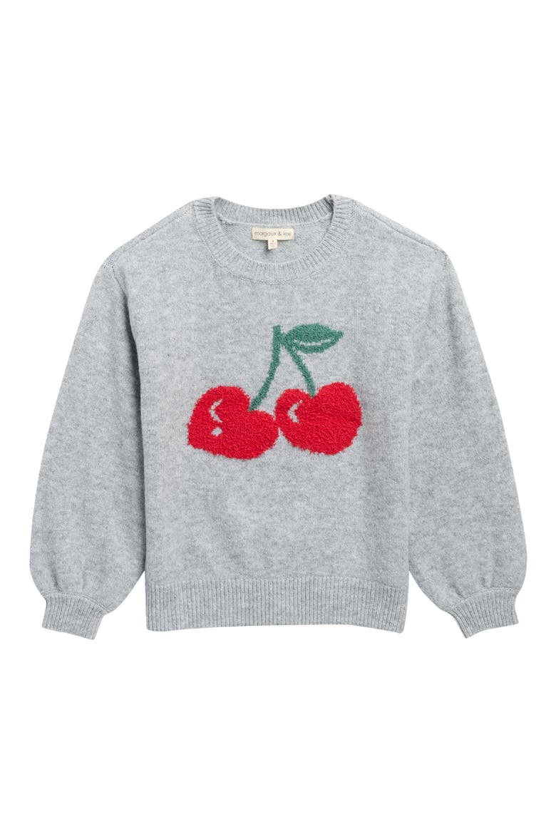 Kids' Cherry Chenille Sweater, Main, color, HEATHER GREY