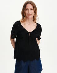 Finery London Ruthie Embroidered Cotton Drawstring Top