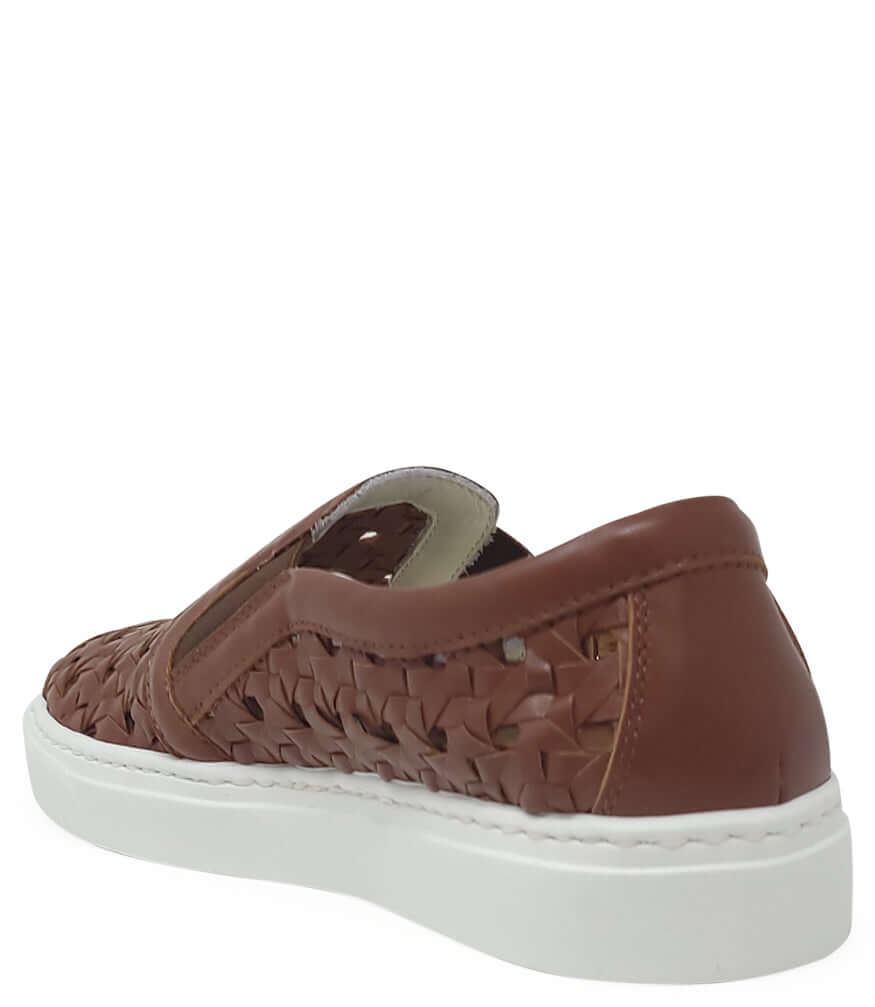 Leather Woven Sneaker, Alternate, color, Tan