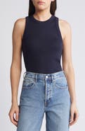 Veronica Beard Jordyn Stretch Sleeveless Pima Cotton Rib Top