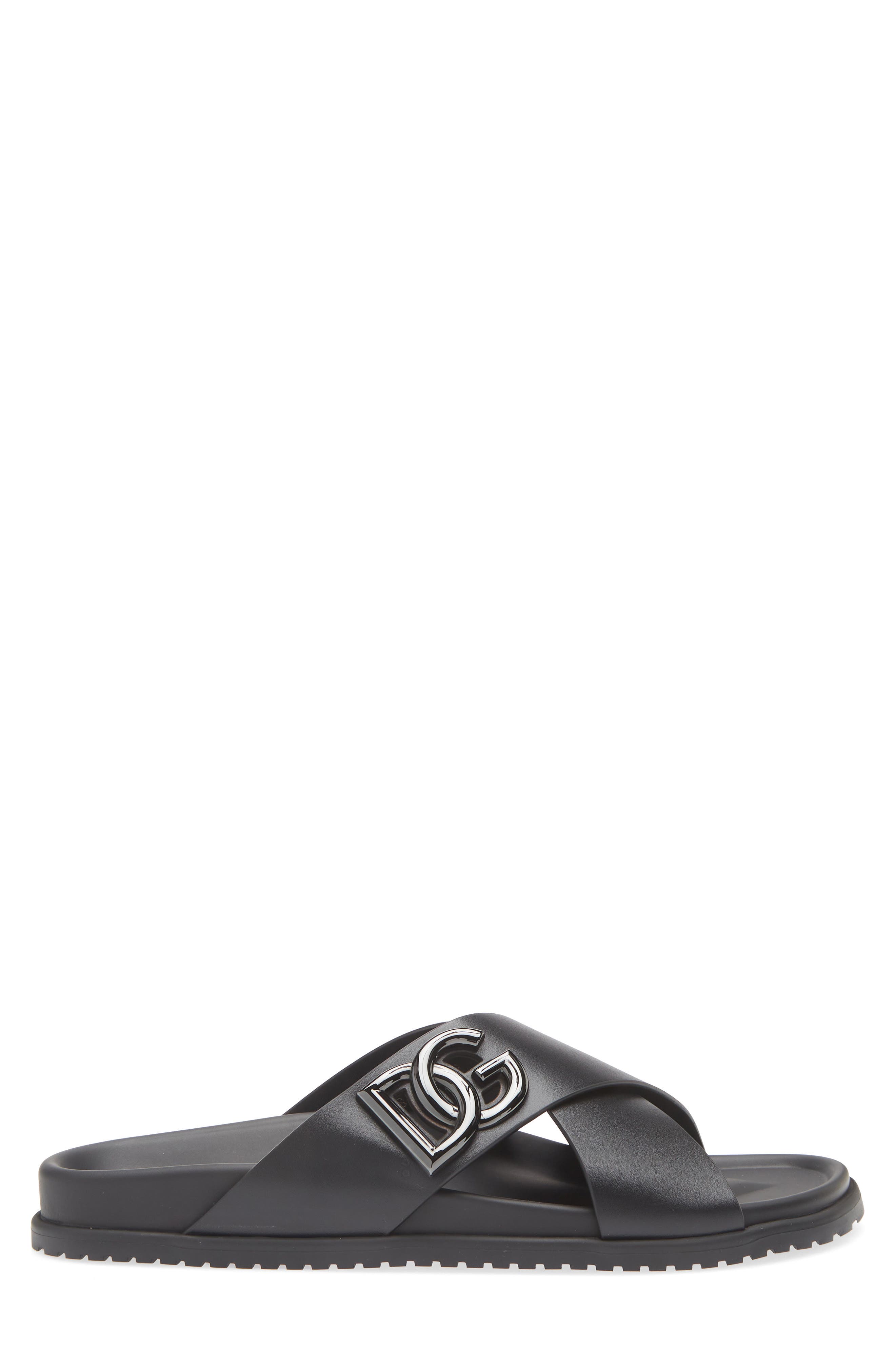 Dolce&Gabbana Logo Slide Sandal, Alternate, color, 80999 Nero