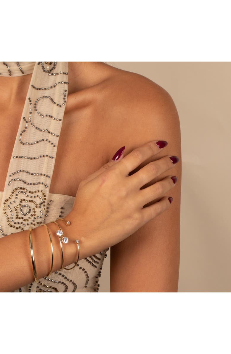 BY ADINA EDEN Double CZ Solitaire Criss Cross Bangle Bracelet, Alternate, color, 