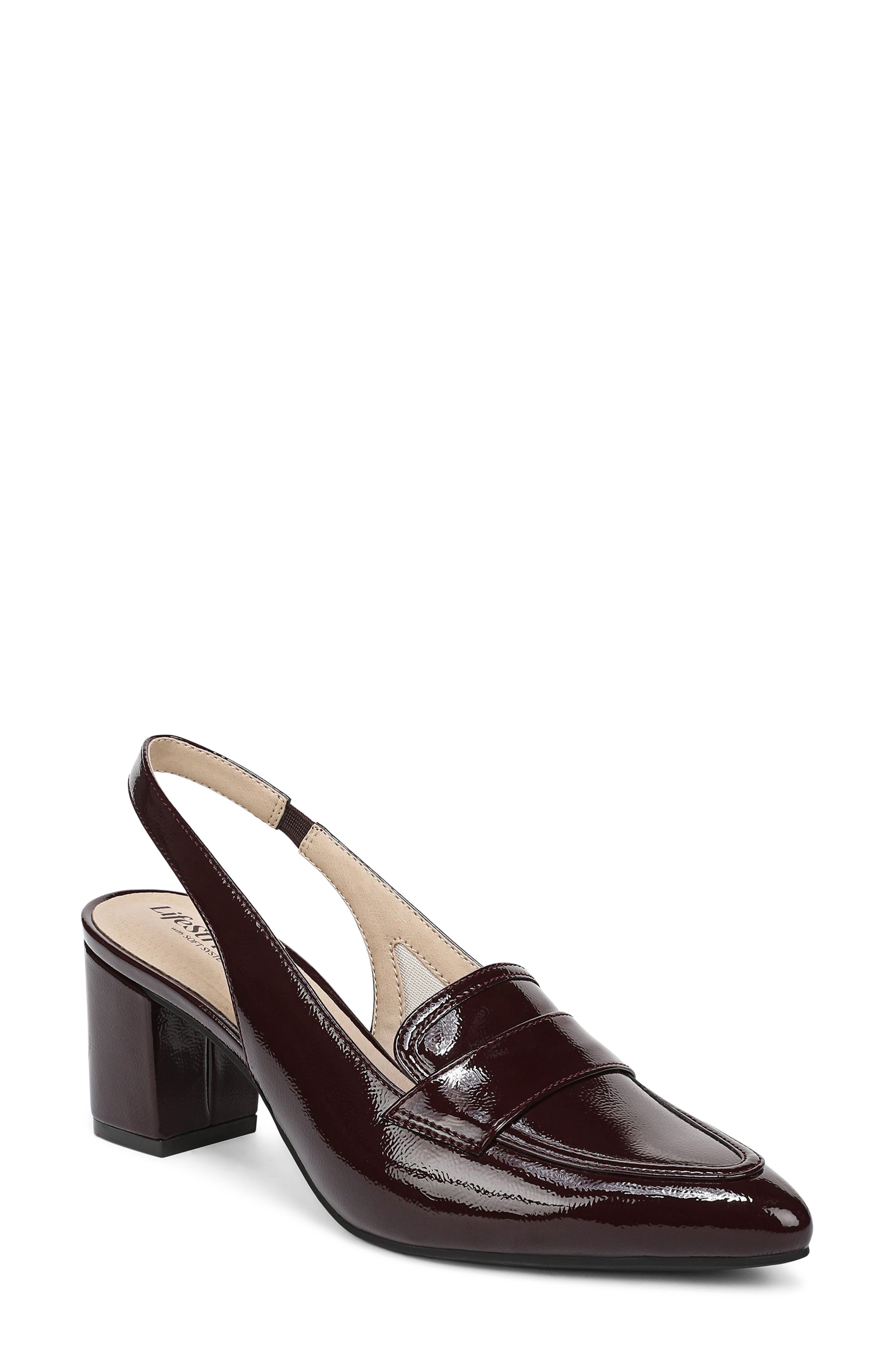 LifeStride Angel Slingback Pointed Toe Loafer Pump, Main, color, Chocolate Plum