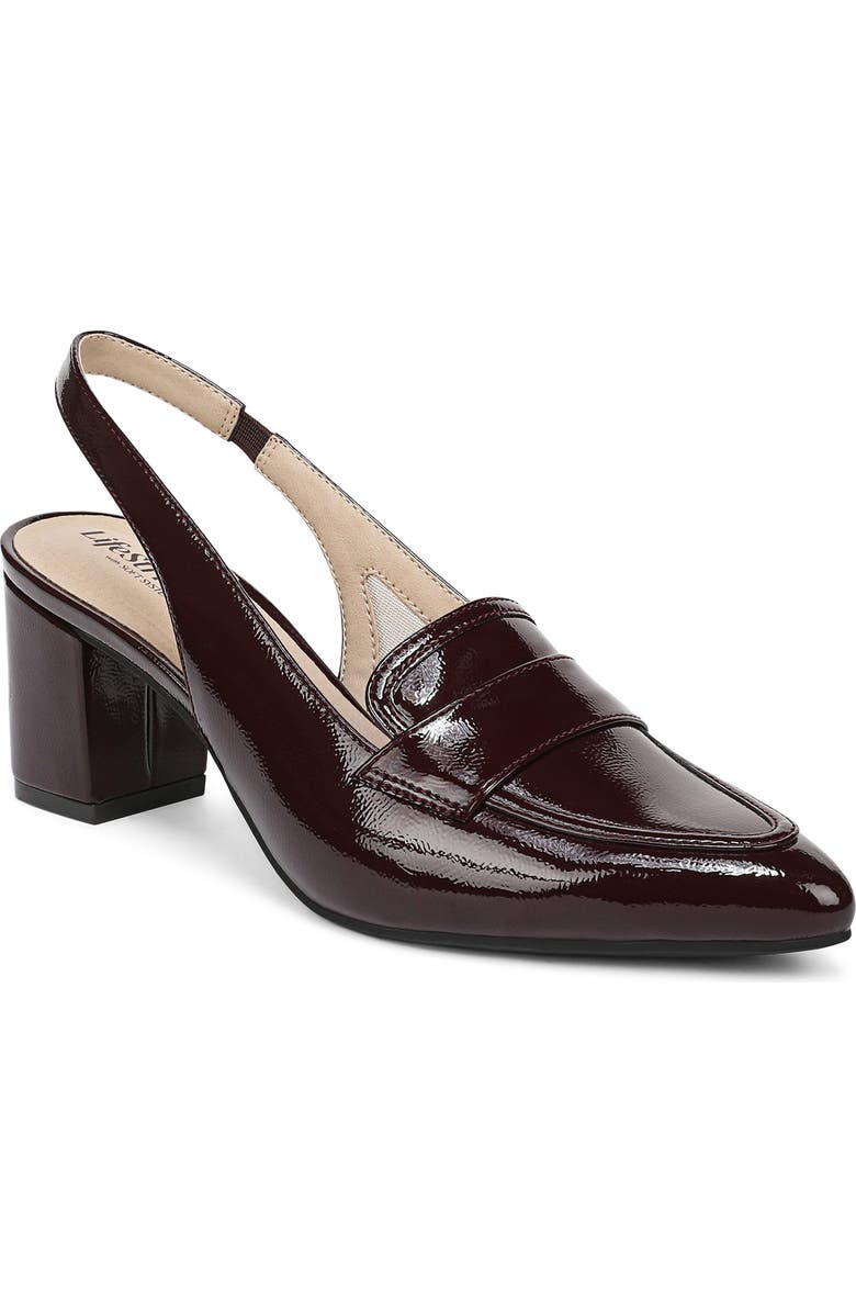 LifeStride Angel Slingback Pointed Toe Loafer Pump, Main, color, Chocolate Plum