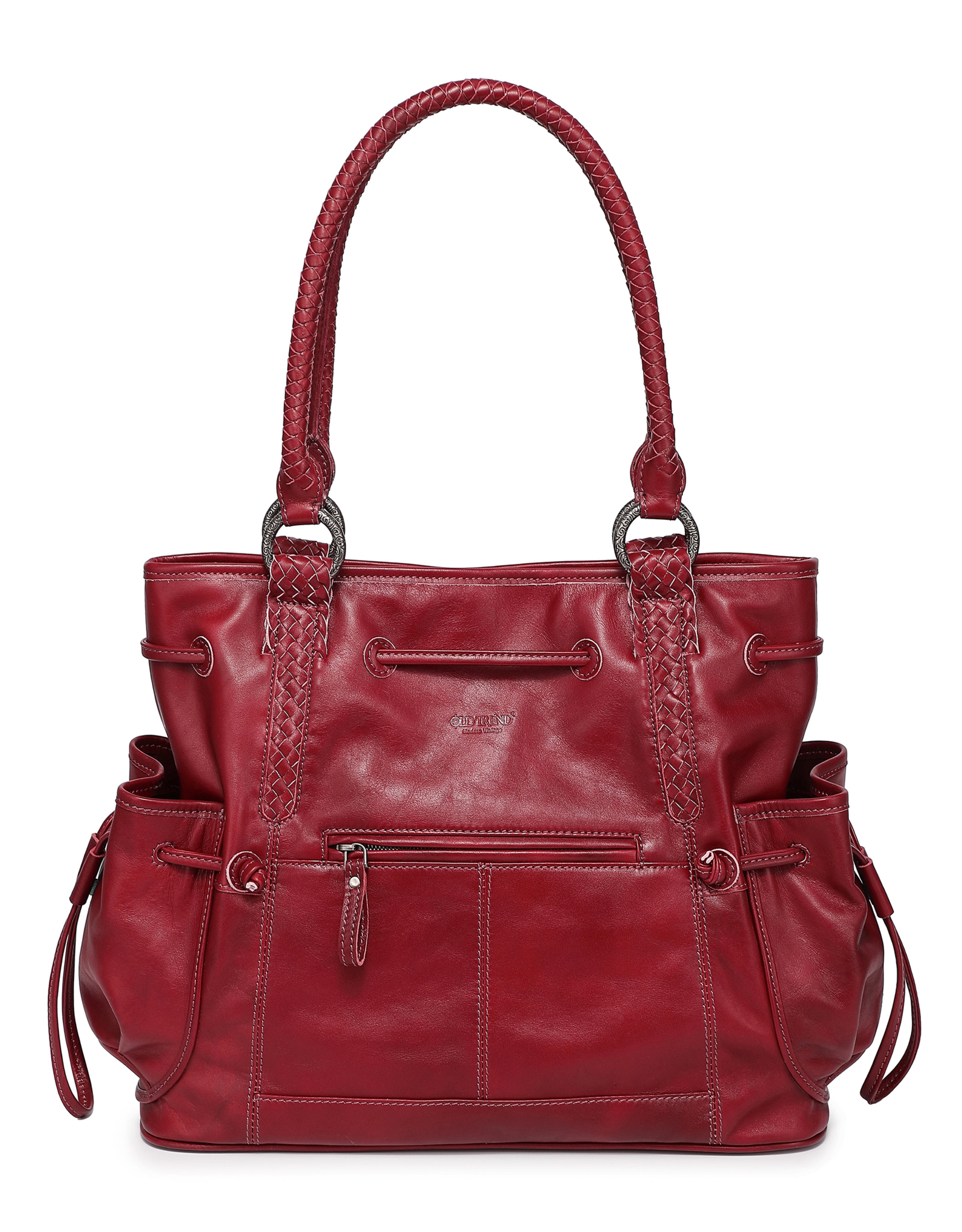 Brassia Genuine Leather Woven Utility Tote, Alternate, color, Burgundy