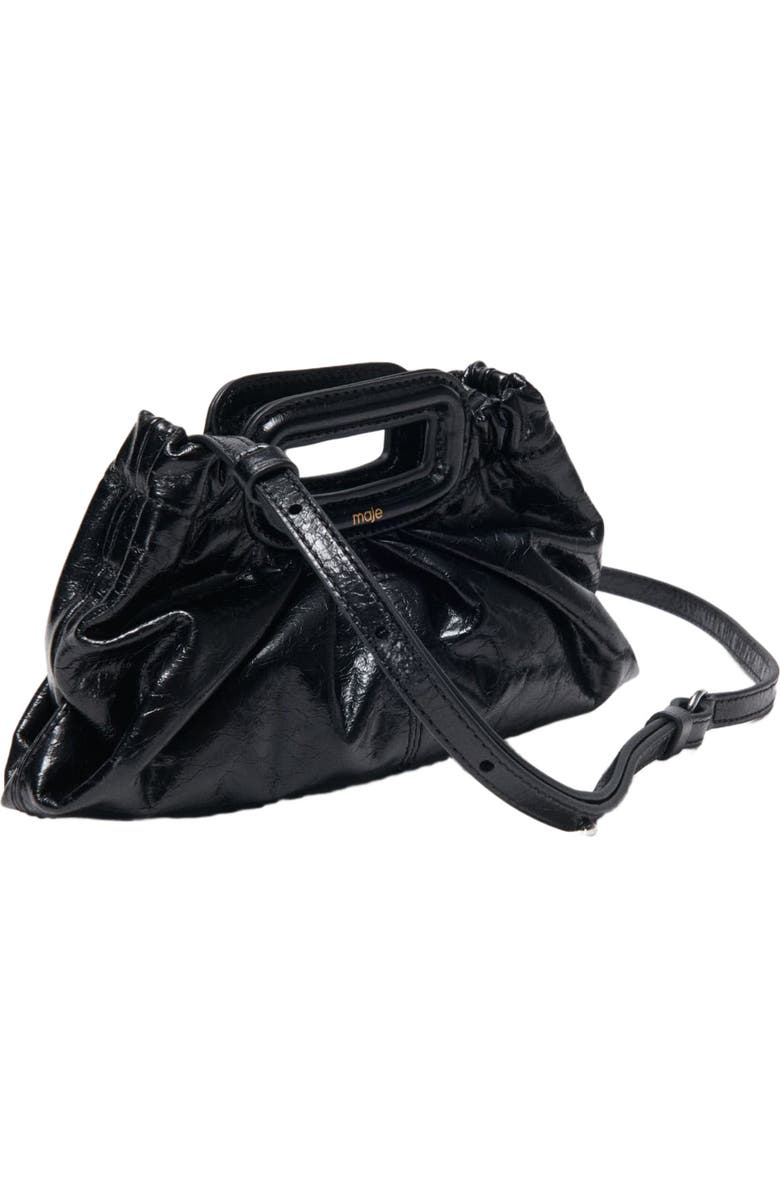 maje Crackled leather Milpli mini Clutch, Alternate, color, Black