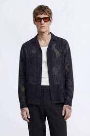 Twisted Tailor Ethan Floral Burnout Revere Shirt