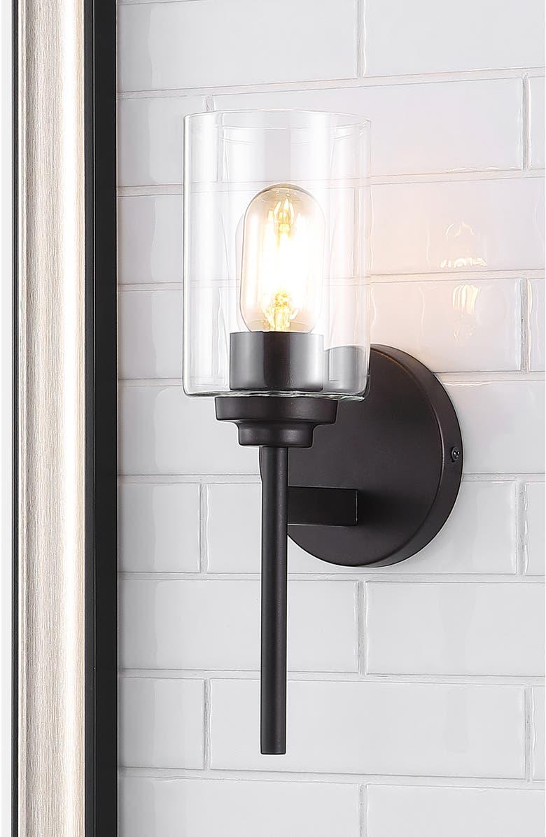 JONATHAN Y Juno 1-Light Farmhouse Industrial Iron Cylinder LED Sconce, Alternate, color, Oil Rubbed Bronze