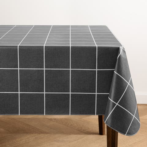 Windowpane Plaid Grid Printed Vinyl Indoor/outdoor Tablecloth