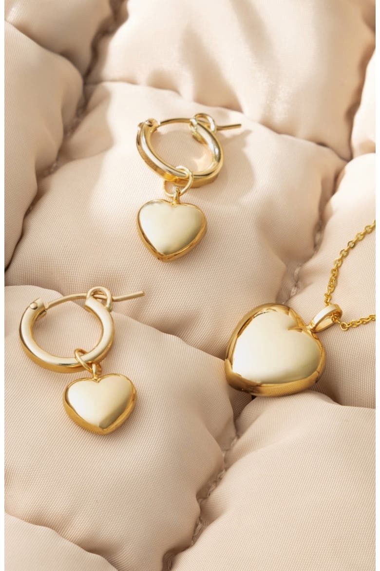 Puffy Heart Charm Necklace, Alternate, color, Gold Filled