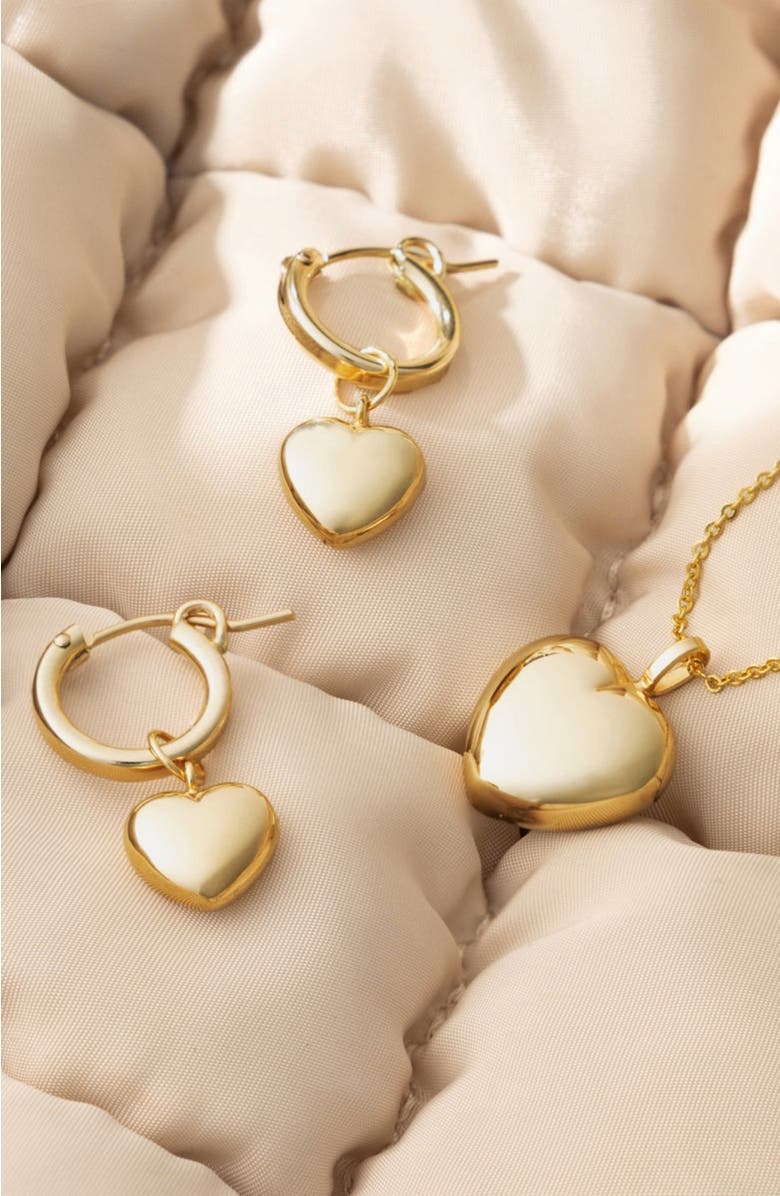 MADE BY MARY Puffy Heart Charm Necklace, Alternate, color, Gold Filled