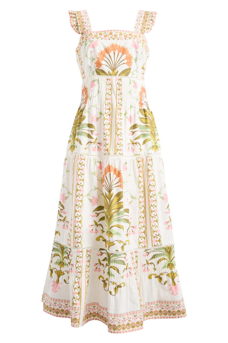 Print Pintuck Sleeveless Midi Dress, Alternate, color, NEW IVORY