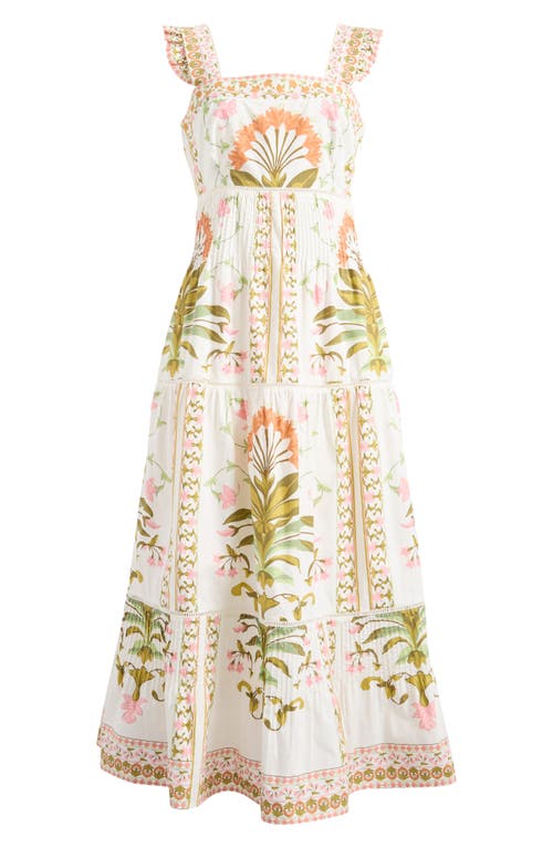 Shop Cece Print Pintuck Sleeveless Midi Dress In New Ivory