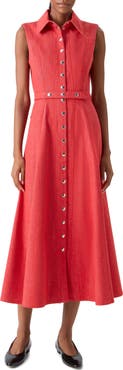 Akris Belted Stretch Denim Shirtdress