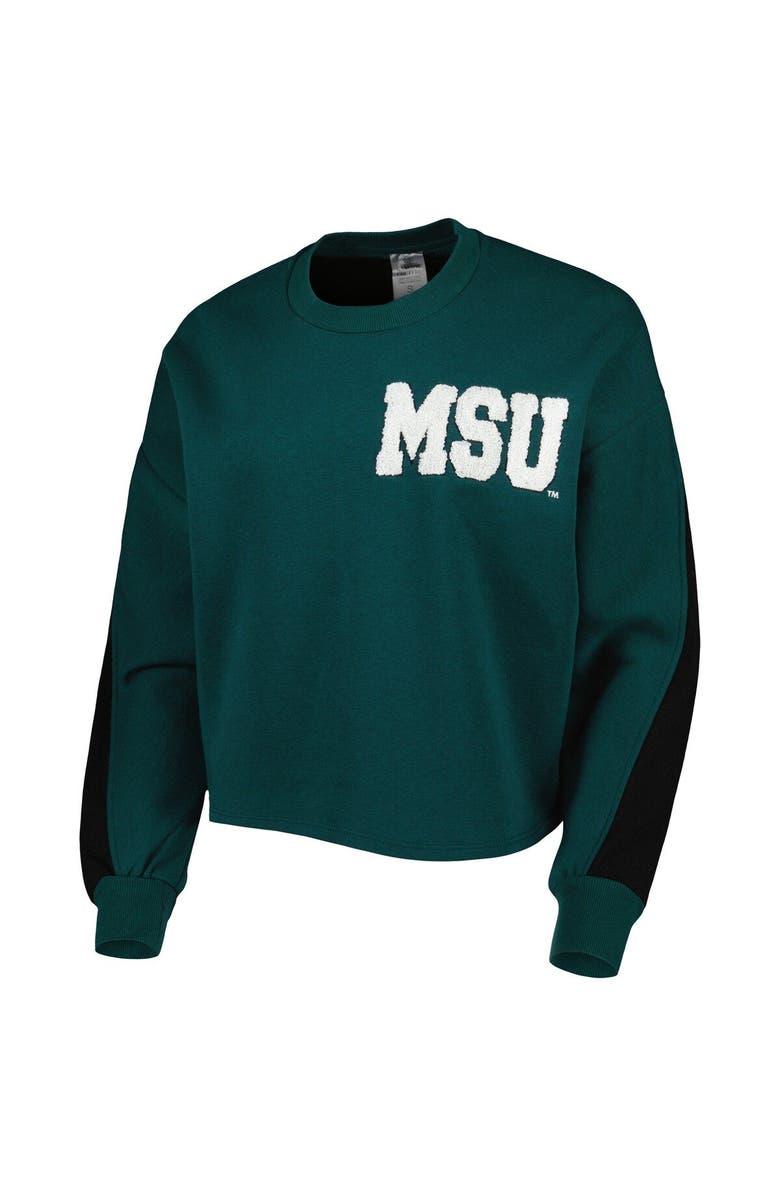 GAMEDAY COUTURE Women's Gameday Couture Green Michigan State Spartans Back To Reality Colorblock Pullover Sweatshirt, Alternate, color, 