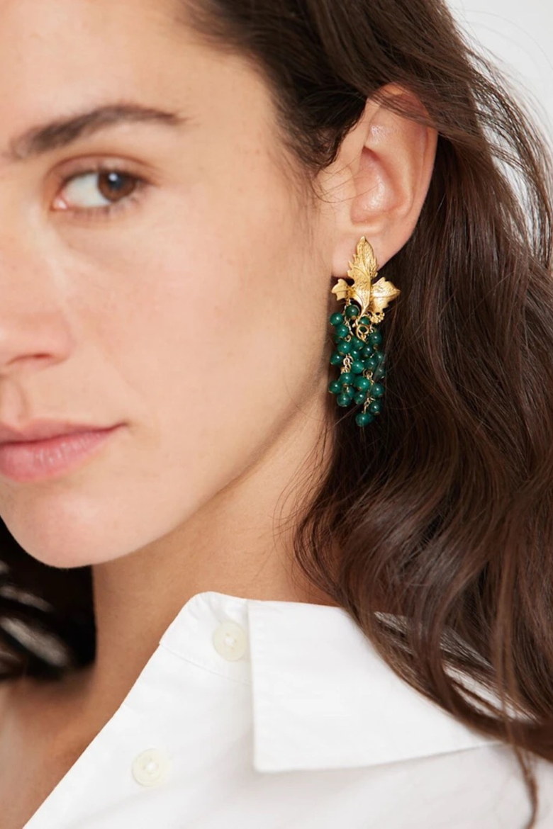Mini Adile Grape Statement Earrings, Alternate, color, Emerald Green