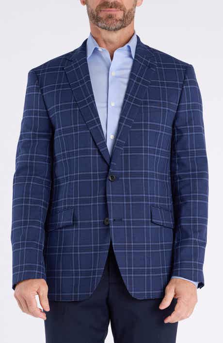 SAVILE ROW CO Navy Windowpane Plaid Sport Coat