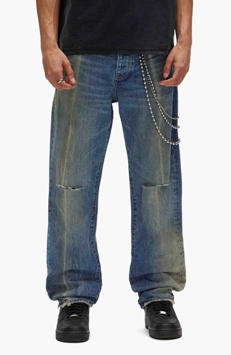 PURPLE BRAND Gaia Blowout Distressed Jeans, Main, color, Mid Indigo