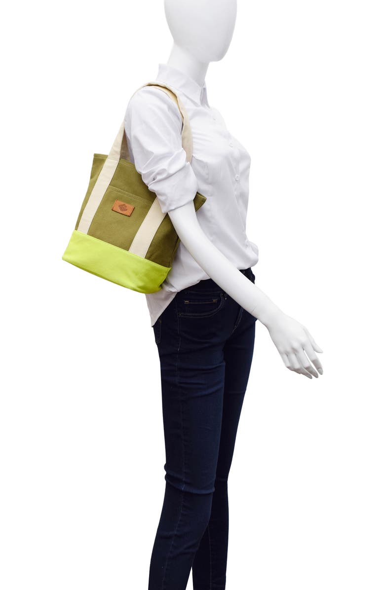 New Amsterdam Leatherworks Medium Kylee Colorblock Tote Bag, Alternate, color, Olive/ Natural