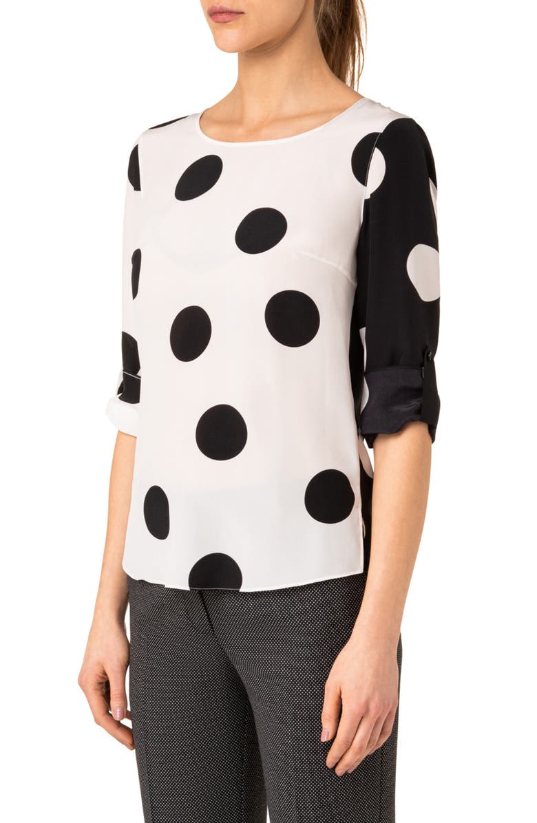Akris punto Polka Dot Silk Blouse, Alternate, color,
