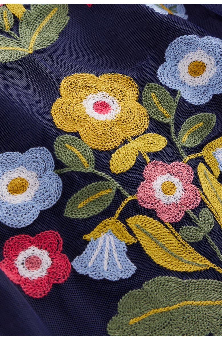 Mini Boden Kids' Embroidered Tulle Party Dress, Alternate, color, College Navy