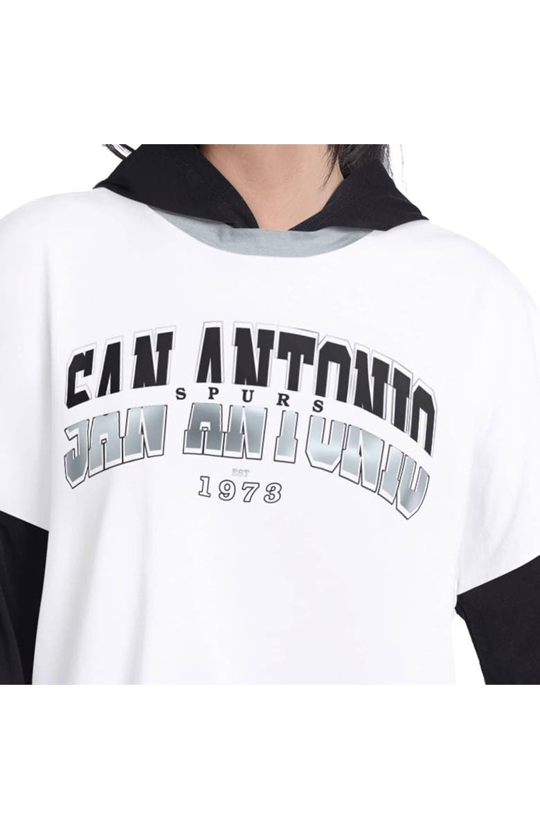 G-III 4HER BY CARL BANKS Women's G-III 4Her by Carl Banks  White/Black San Antonio Spurs Key Player Oversized Hooded Long Sleeve T-Shirt, Alternate, color, White