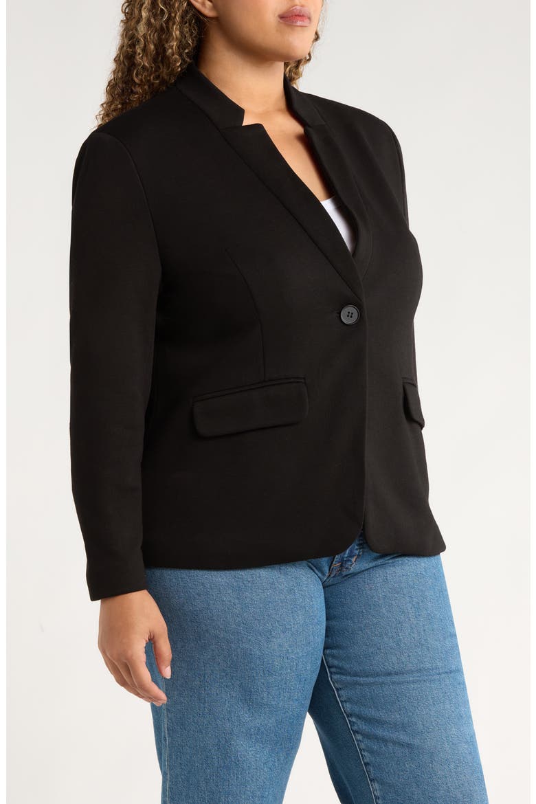 Inverted Notch Collar Cotton Blend Blazer, Alternate, color, BLACK
