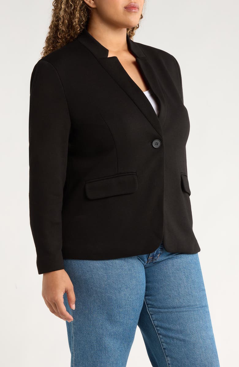 GIBSONLOOK Inverted Notch Collar Cotton Blend Blazer, Alternate, color, Black