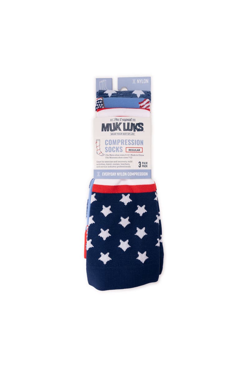 Tall Nylon Blend Compression Socks 3 Pair Pack, Alternate, color, Red/White/Blue