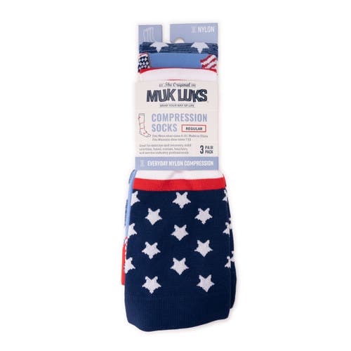 Muk Luks Tall Nylon Blend Compression Socks 3 Pair Pack In Multi