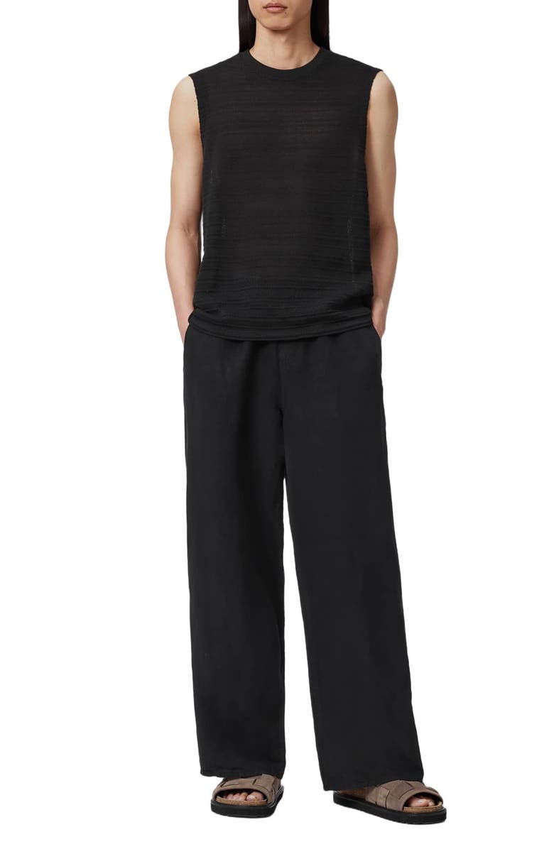 AllSaints Korten Wide Leg Pull-On Pants, Alternate, color, Black