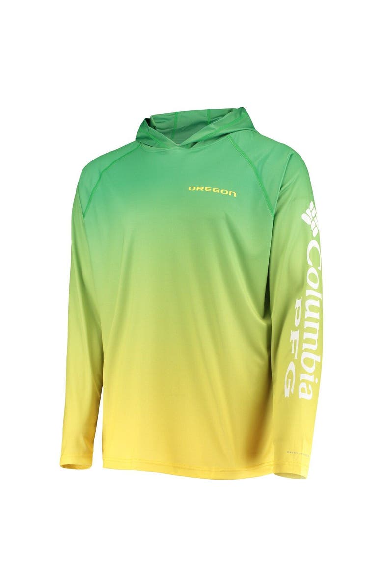 Columbia Men's Columbia PFG Green Oregon Ducks Terminal Tackle Omni-Shade UPF 50 Long Sleeve Hooded Top, Alternate, color, 