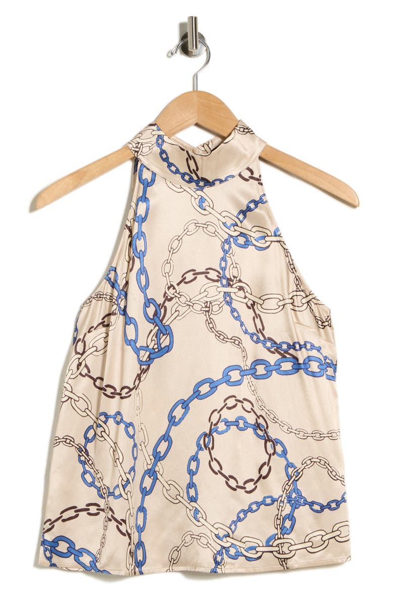 Leah Print Satin Halter Top, Alternate, color, CHAIN LINKS