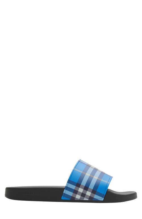 Burberry Checked Canvas Slides In Blue