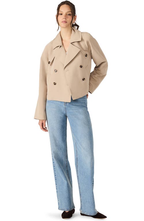 Steve Madden Double Breasted Short Trench Coat In Brown