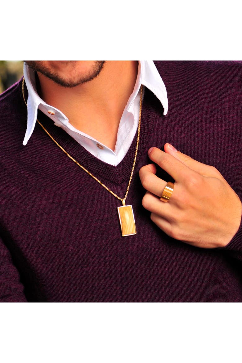 Wood Jasper Sterling Silver Men Signet Ring, Alternate, color, 14KT Gold Vermeil on Sterling