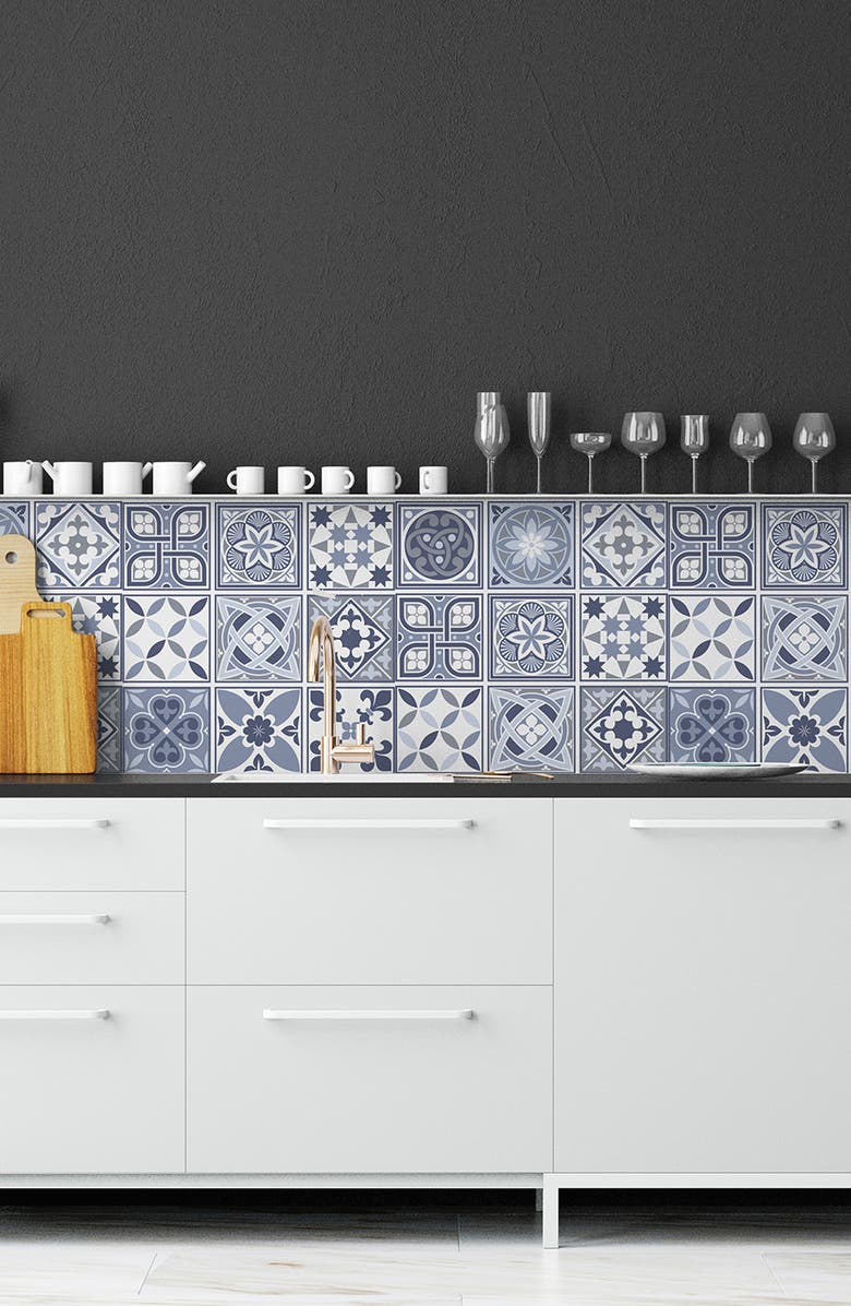 WALPLUS Lisbon Blue 120-Piece Tile Sticker Set, Alternate, color, 