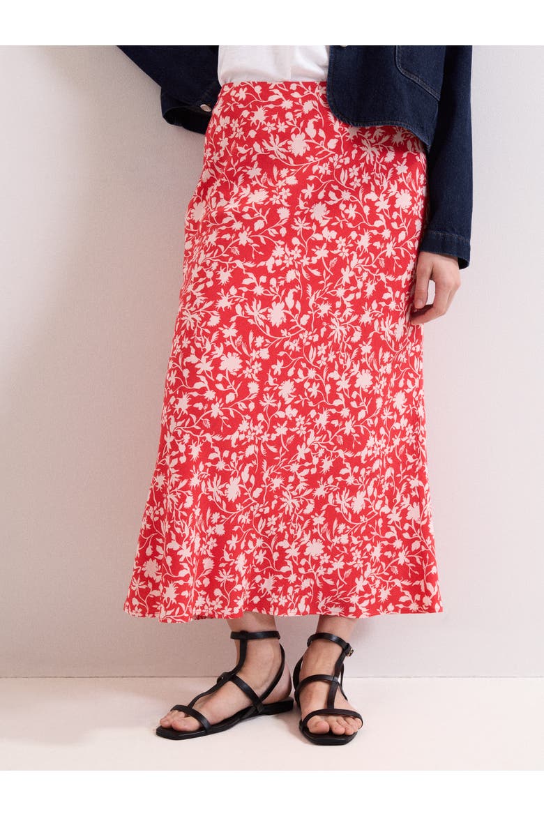 Floral Midi Skirt, Main, color, Red
